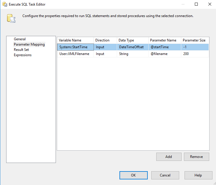 Execute SQL (Parameter Mapping)