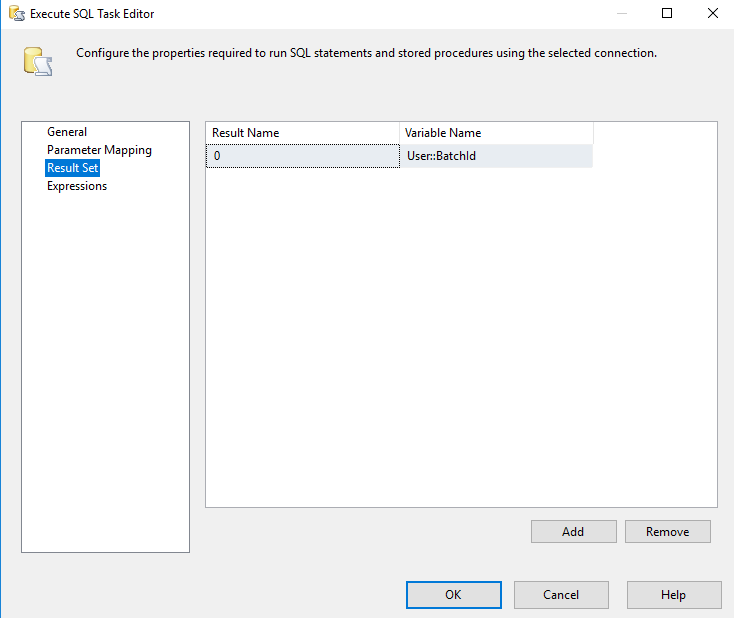 Execute SQL (Result Set)